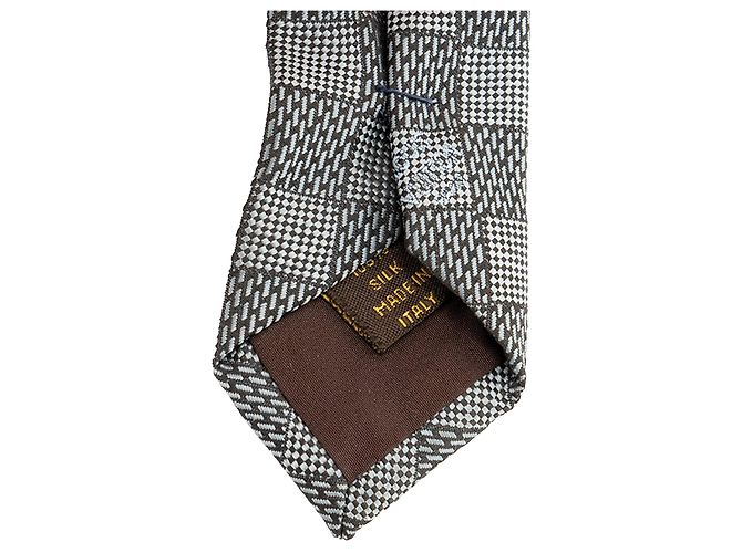 LOUIS VUITTON - Cravatta in seta Louis Vuitton con motivo damier blu e marrone Grigio - vista 4