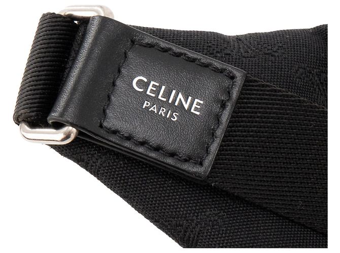 Céline CELINE - Borsa a tracolla Messenger Celine in tela jacquard triomphe e pelle liscia nera Nero - vista 4