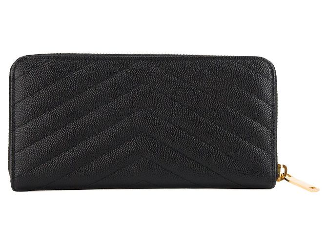 Autre Marque SAINT LAURENT - Portefeuille Cassandre Zip Saint Laurent en cuir grainé noir - vue 2