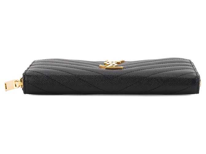 Autre Marque SAINT LAURENT - Portefeuille Cassandre Zip Saint Laurent en cuir grainé noir - vue 3