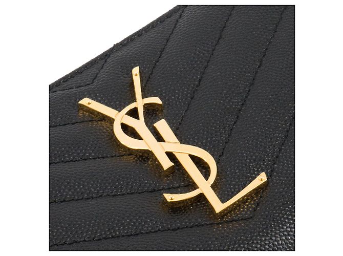 Autre Marque SAINT LAURENT - Portefeuille Cassandre Zip Saint Laurent en cuir grainé noir - vue 4