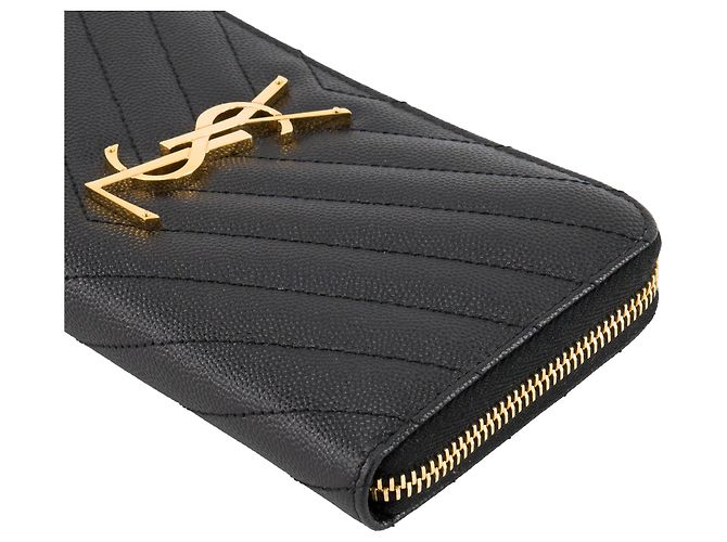 Autre Marque SAINT LAURENT - Portefeuille Cassandre Zip Saint Laurent en cuir grainé noir - vue 5