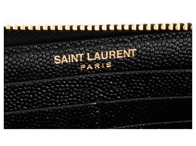 Autre Marque SAINT LAURENT - Portefeuille Cassandre Zip Saint Laurent en cuir grainé noir - vue 6