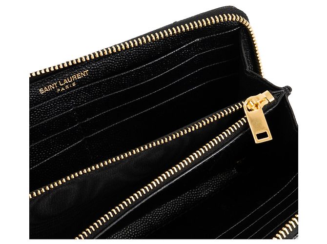 Autre Marque SAINT LAURENT - Portefeuille Cassandre Zip Saint Laurent en cuir grainé noir - vue 7