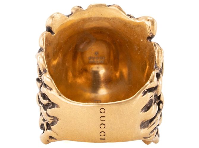 GUCCI - Bague Tête de Lion Gucci en métal doré (T59) Golden - view 2