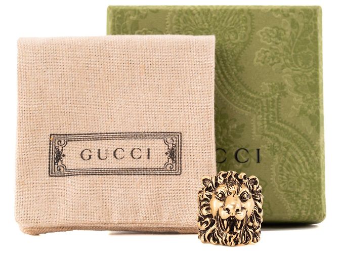GUCCI - Bague Tête de Lion Gucci en métal doré (T59) Golden - view 5