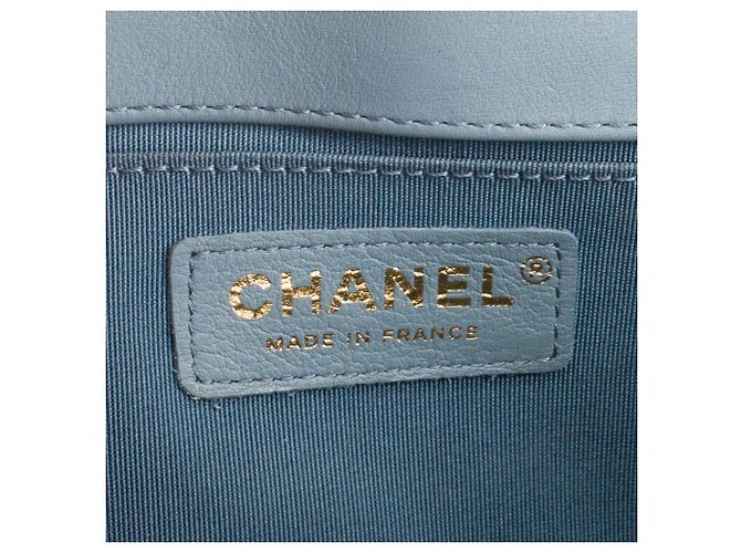 CHANEL - Borsa a tracolla Boy Chanel in pelle liscia blu grigio - vista 9
