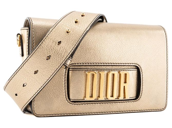 DIOR - Borsa a tracolla J'adior Dior in pelle grana metallizzata dorata D'oro - vista 2