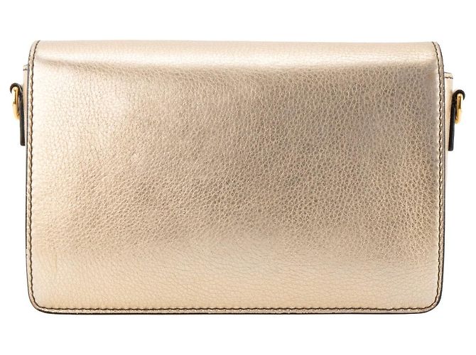 DIOR - Borsa a tracolla J'adior Dior in pelle grana metallizzata dorata D'oro - vista 3