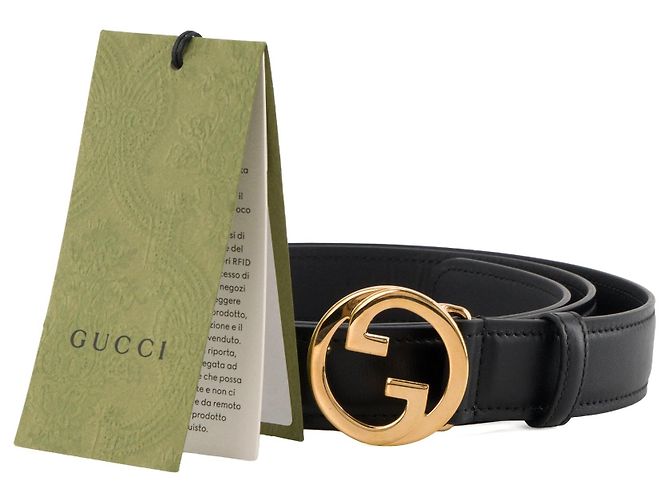 GUCCI - Gucci Blondie Gürtel aus glattem schwarzem Leder (T110) - Ansicht 5