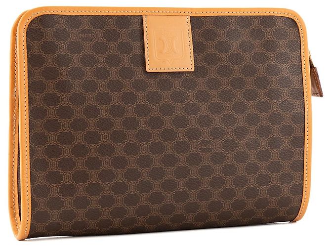 Céline CELINE - Vintage braune Macadam beschichtete Leinwand Celine Pochette - Ansicht 2