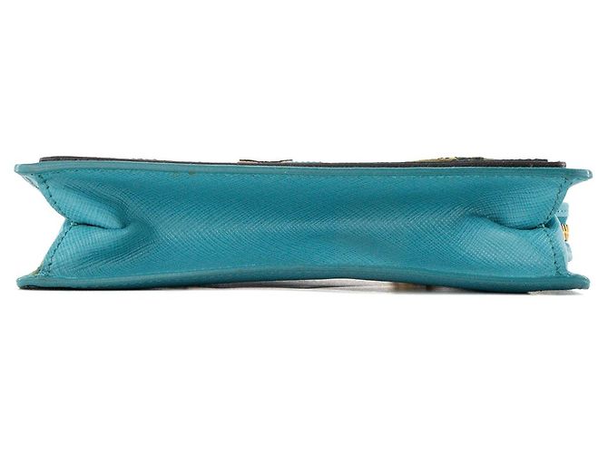 Etiquette PRADA - Bolso de mano Mini Prada en piel granulada azul - vista 4