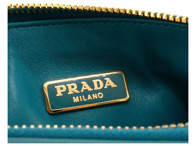 Etiquette PRADA - Bolso de mano Mini Prada en piel granulada azul - vista 5
