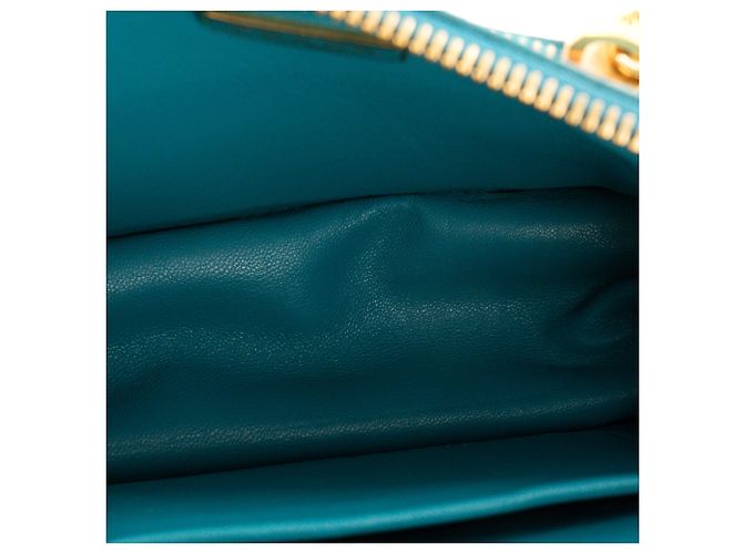 Etiquette PRADA - Bolso de mano Mini Prada en piel granulada azul - vista 6
