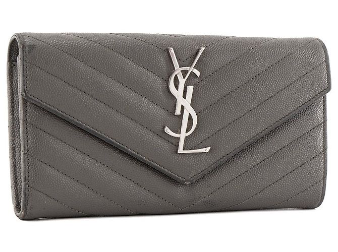 Autre Marque SAINT LAURENT - Cartera Saint Laurent Cassandre en piel granulada gris - vista 2