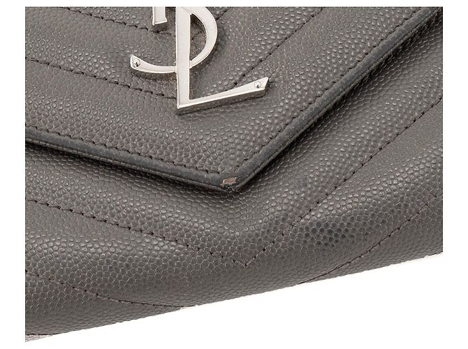 Autre Marque SAINT LAURENT - Cartera Saint Laurent Cassandre en piel granulada gris - vista 5