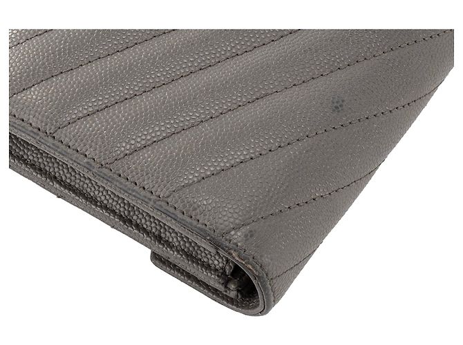 Autre Marque SAINT LAURENT - Cartera Saint Laurent Cassandre en piel granulada gris - vista 6