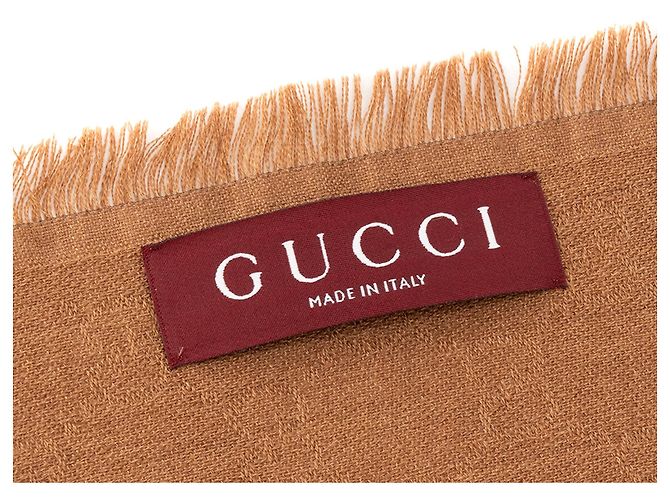 GUCCI - Sciarpa Gucci in lana e seta marrone - vista 3