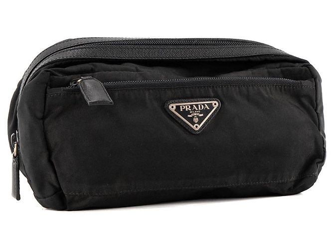 PRADA - Pochette in Re-Nylon Prada e pelle saffiano nera Nero - vista 2