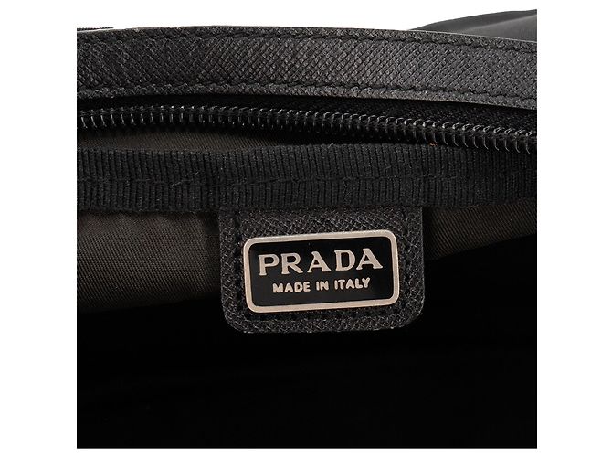 PRADA - Pochette in Re-Nylon Prada e pelle saffiano nera Nero - vista 6