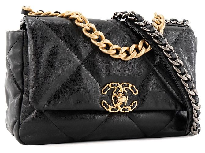 CHANEL - Borsa a tracolla Chanel 19 in pelle liscia nera Nero - vista 2
