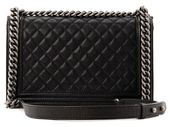 CHANEL - Borsa a tracolla Boy Large Chanel in pelle caviar nera Nero - vista 3