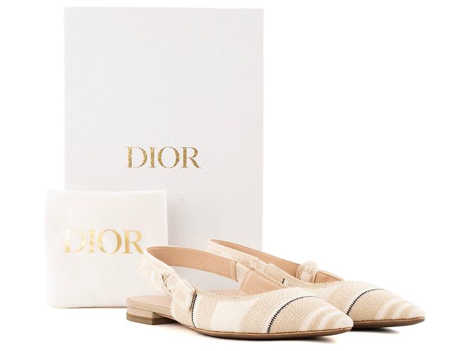 DIOR - Bailarinas Slingback J'Adior Dior en lona beige (T38) - vista 7
