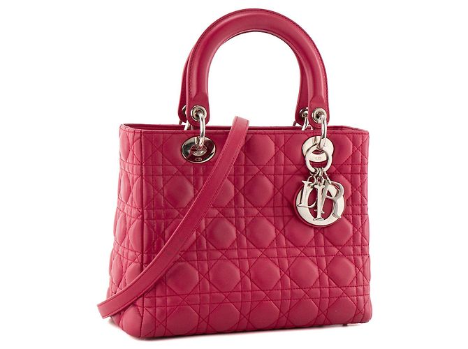 Autre Marque DIOR - borsa a mano Lady Dior medium in pelle cannage rosa - vista 2