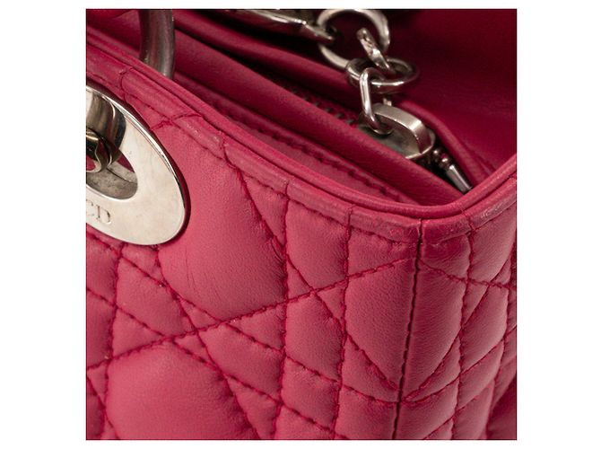 Autre Marque DIOR - borsa a mano Lady Dior medium in pelle cannage rosa - vista 8