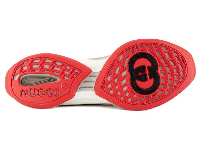 GUCCI - Sneakers Run Gucci in tela monogrammata rossa e nera (T45) Nero - vista 4