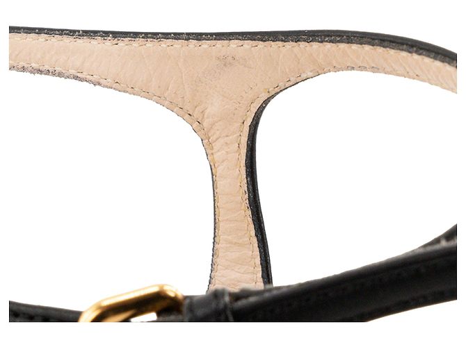 PRADA - Sandali con tacco compensato Prada in pelle liscia nera (T37) Nero - vista 7