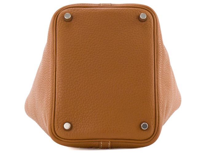 HERMÈS - Borsa a mano Hermès Picotin 18 in pelle clémence marrone gold - vista 4