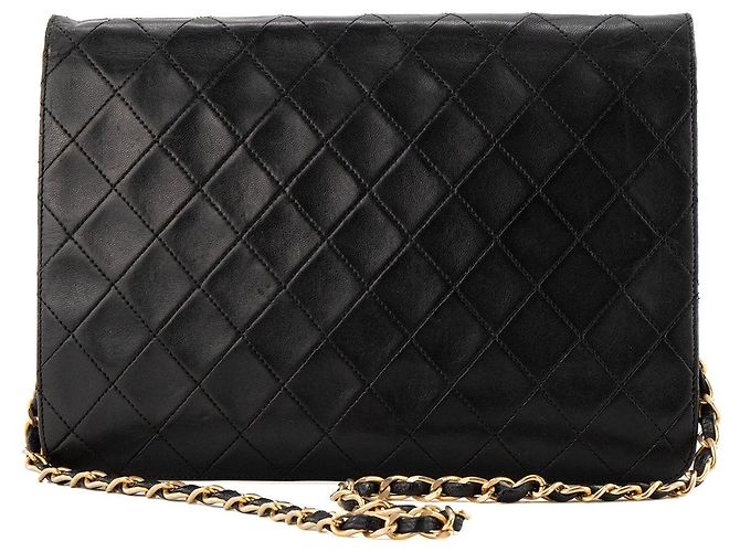 CHANEL - Borsa a tracolla Classic/Timeless Simple Flap in pelle liscia nera vintage Nero - vista 3