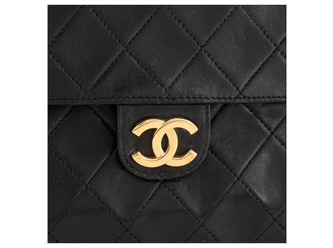 CHANEL - Borsa a tracolla Classic/Timeless Simple Flap in pelle liscia nera vintage Nero - vista 5