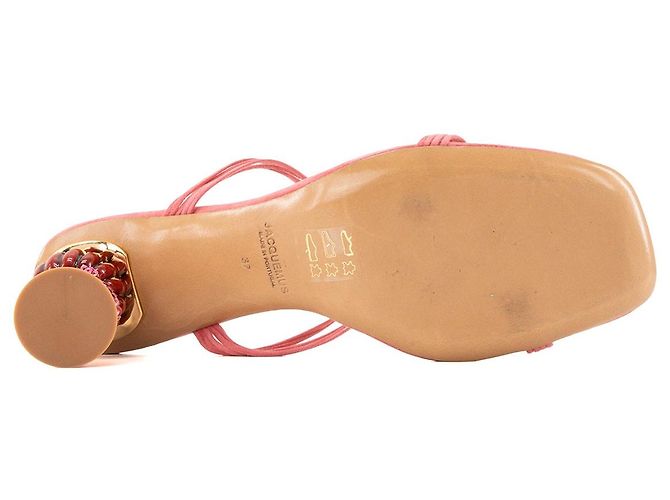 JACQUEMUS - Mules Vallena Jacquemus in camoscio e paillettes rosa (T37) - vista 3