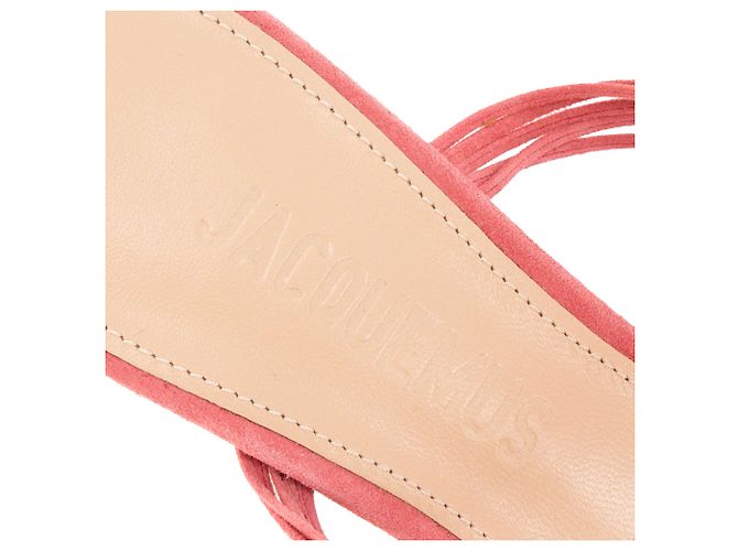 JACQUEMUS - Mules Vallena Jacquemus in camoscio e paillettes rosa (T37) - vista 5