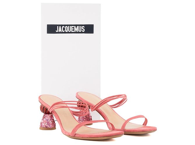 JACQUEMUS - Mules Vallena Jacquemus in camoscio e paillettes rosa (T37) - vista 6