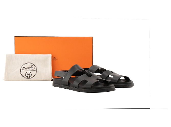 HERMES - Sandali Genius Hermès in pelle liscia nera (T39) Nero - vista 11