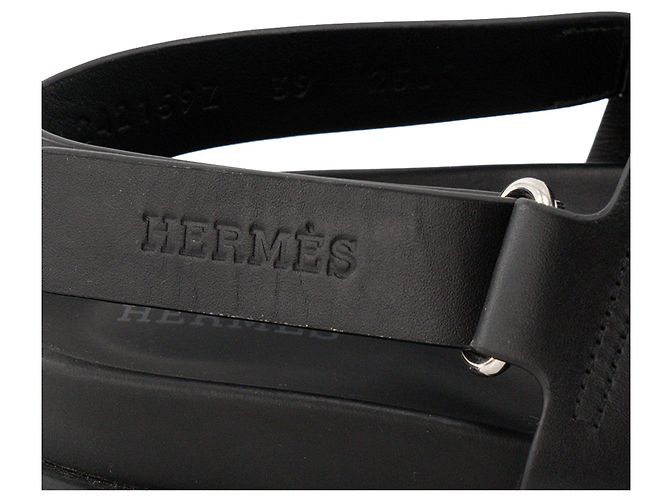 HERMES - Sandali Genius Hermès in pelle liscia nera (T39) Nero - vista 5