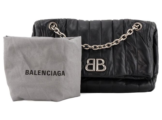 BALENCIAGA - Borsa a tracolla Monaco Small Balenciaga in pelle liscia nera Nero - vista 10