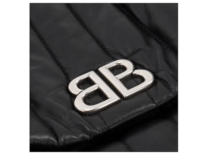 BALENCIAGA - Borsa a tracolla Monaco Small Balenciaga in pelle liscia nera Nero - vista 5