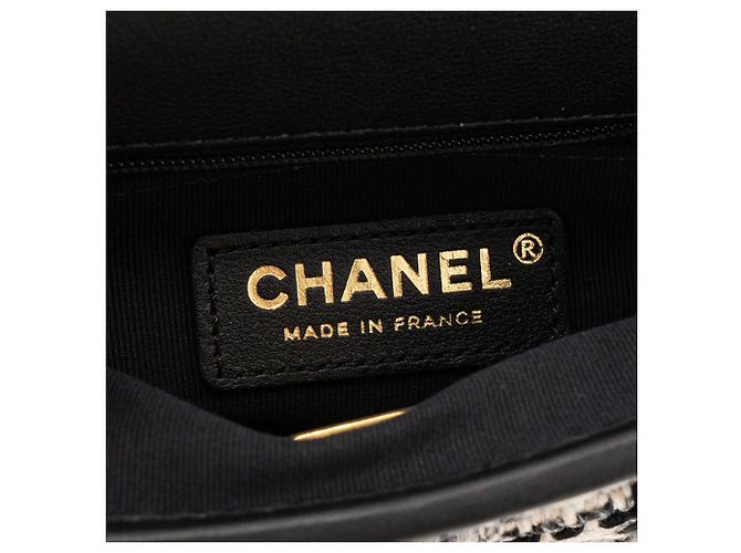 CHANEL - Borsa a tracolla School Memory Chanel in tweed beige e grigio Nero - vista 7
