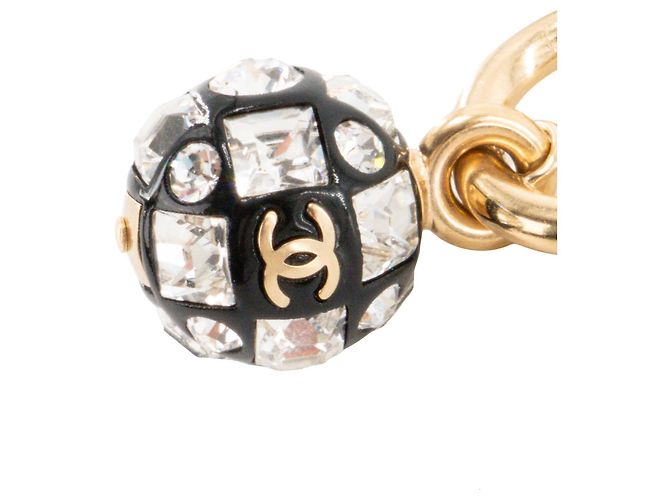 CHANEL - Orecchini pendenti Chanel in strass e metallo dorato D'oro - vista 2