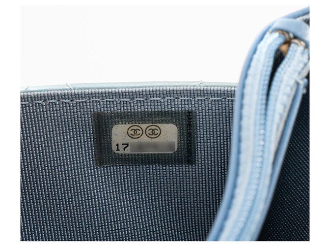 CHANEL - Borsa a tracolla Wallet On Chain Classic/Timeless Chanel in pelle verniciata blu-verde - vista 11