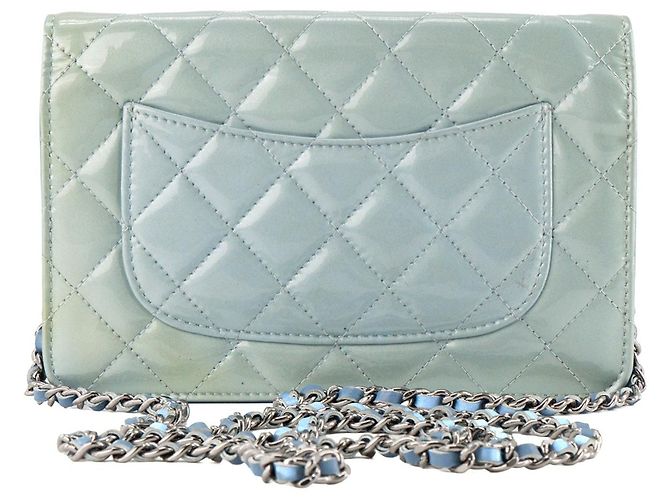CHANEL - Borsa a tracolla Wallet On Chain Classic/Timeless Chanel in pelle verniciata blu-verde - vista 3