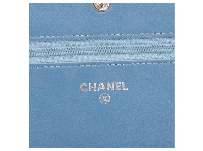 CHANEL - Borsa a tracolla Wallet On Chain Classic/Timeless Chanel in pelle verniciata blu-verde - vista 8