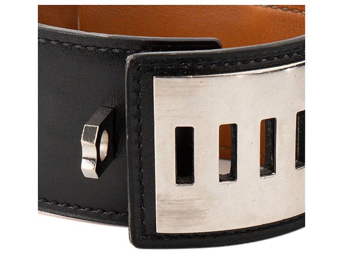 HERMÈS - Bracciale Collier de Chien Hermès in pelle liscia nera (S) Nero - vista 4