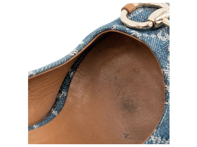 GUCCI - Sandali con zeppa Gucci in denim monogram blu (T39) - vista 5