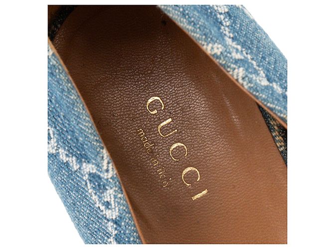 GUCCI - Sandali con zeppa Gucci in denim monogram blu (T39) - vista 7