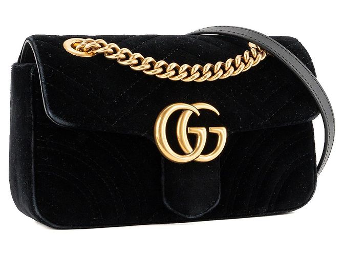 GUCCI - Borsa a tracolla GG Marmont Small Gucci in velluto nero - vista 2
